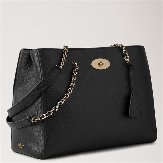 Mulberry Lily Chain Tote Black Small Classic Grain